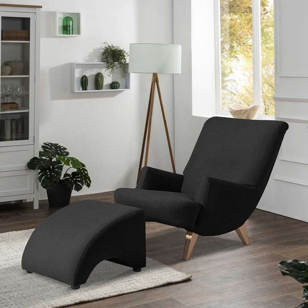 Stoff Wohnzimmer Sessel aus Flachgewebe Vierfußgestell aus Buche
