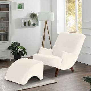 Design Wohnzimmersessel in Cremefarben Samtvelours Bezug
