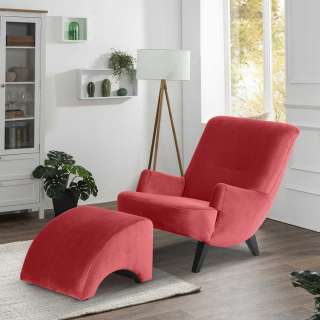 Lesesessel Samtvelour rot in modernem Design 37 cm Sitzhöhe