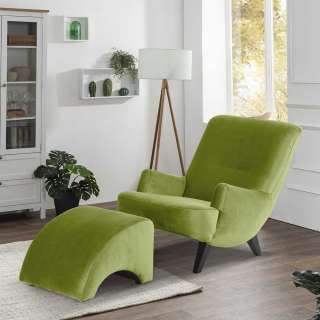 Komfortsessel modernes Design in Oliv Grün Samtvelours