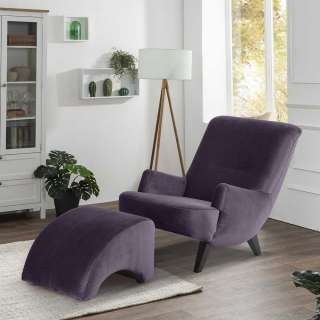 Einzelsessel modernes Design aus Samtvelours Dunkellila