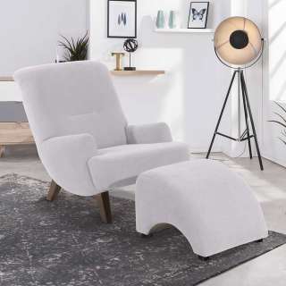 Velour Entspannungssessel in Silbergrau Nussbaumfarben
