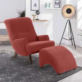 Moderner Einzelsessel in Terracotta und Nussbaumfarben 74 cm breit