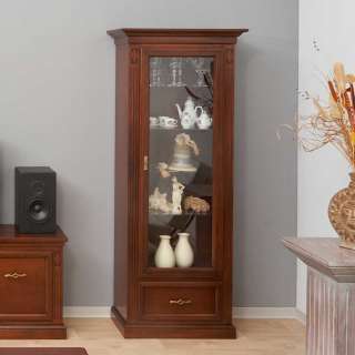 Vitrine Walnussbaumfarben im klassischen Stil Glastür und Schublade