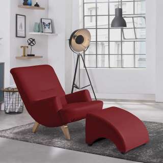 Polstersessel rot Kunstleder in modernem Design 101 cm tief