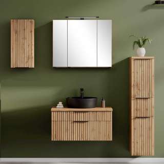 Design Badezimmerset in Wildeichefarben Schwarz (vierteilig)