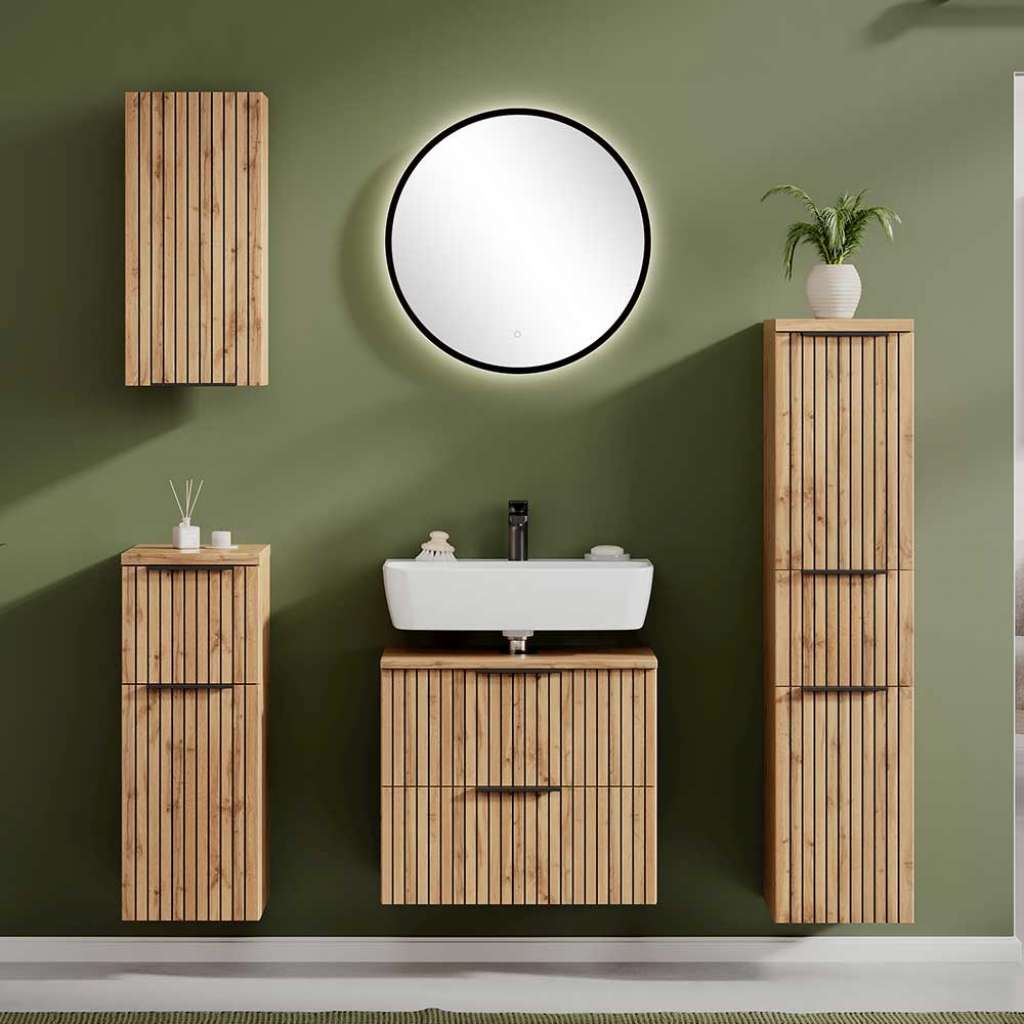 Design Badmoebel in Wildeichefarben Schwarz (fünfteilig)