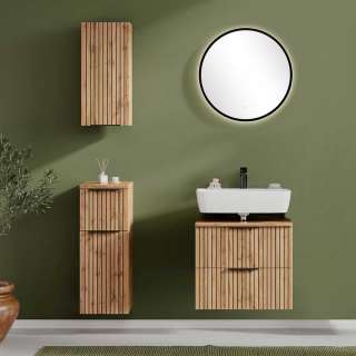 Design Badmöbel in Wildeichefarben Schwarz (vierteilig)