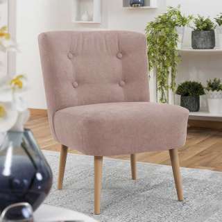 Einzelsessel in Rosa und Buchefarben Vierfußgestell aus Holz