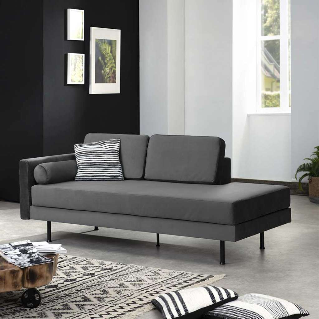 Wohnzimmercouch Anthrazit in modernem Design Samtvelours