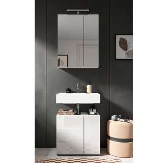 Badkombination weiß in modernem Design Hochglanz Front (zweiteilig)