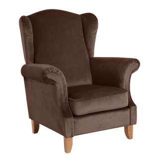 Brauner Wohnzimmer Sessel mit Federkern 49 cm Sitzhöhe
