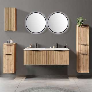 Designbadmöbel in Wildeichefarben Made in Germany (sechsteilig)