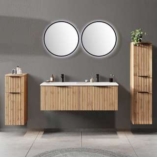 Design Badmöbel-Set in Wildeichefarben Made in Germany (fünfteilig)