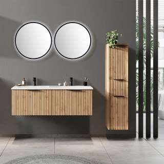 Modernes Waschplatz-Set in Wildeichefarben Made in Germany (vierteilig)