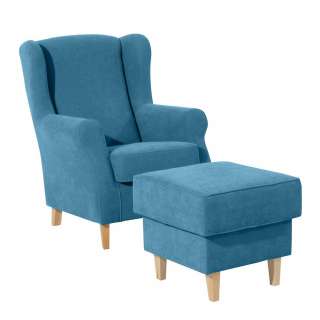 Polstersessel optional mit Hocker in Petrol Landhausstil