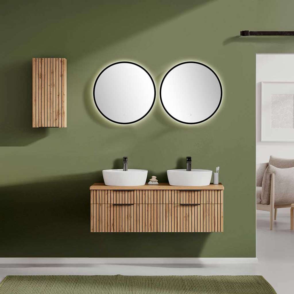 Badezimmermöbel-Set in Wildeichefarben 150 cm breit (vierteilig)