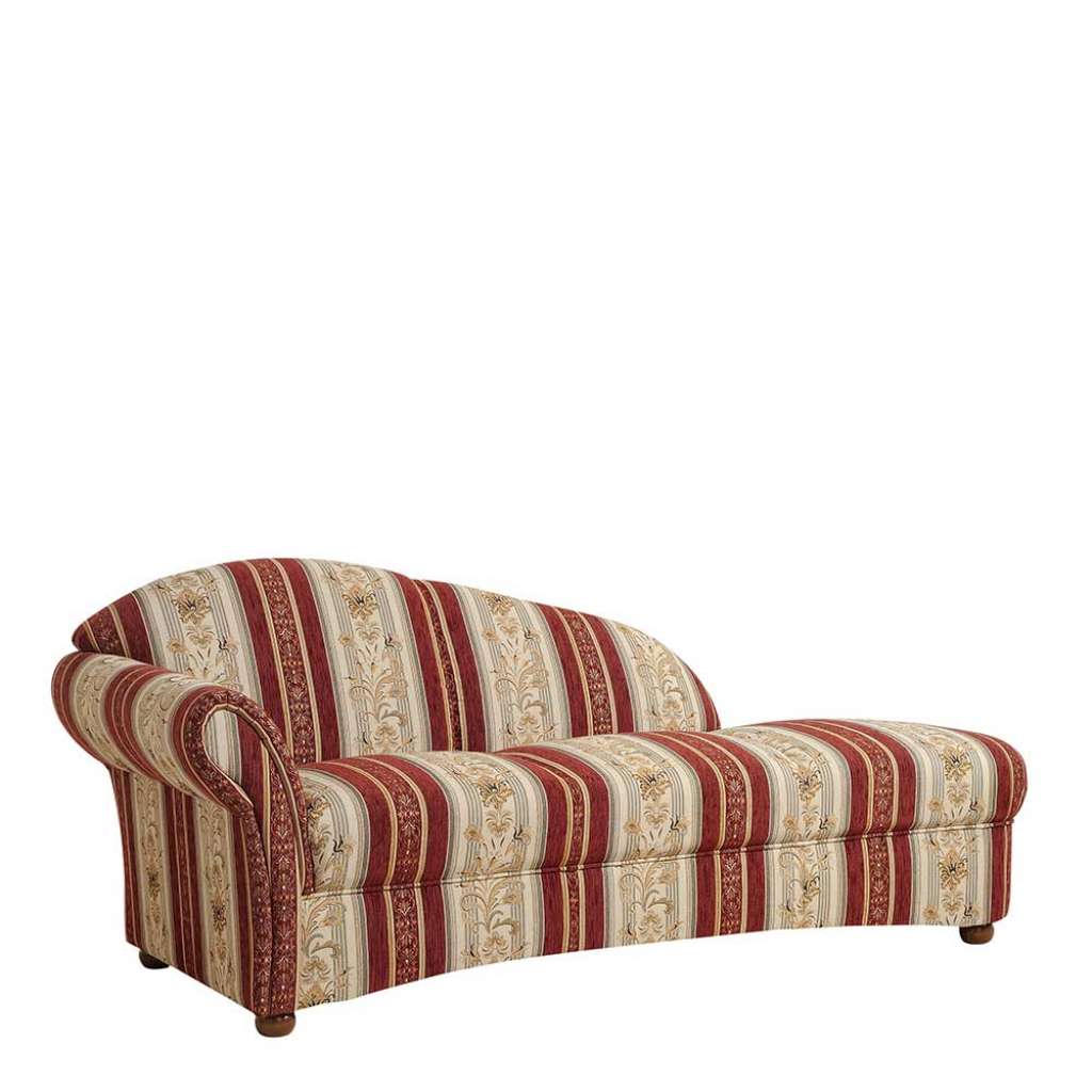 Sofaliege Landhaus in Rot - Beige - Nussbaumfarben Streifenmuster