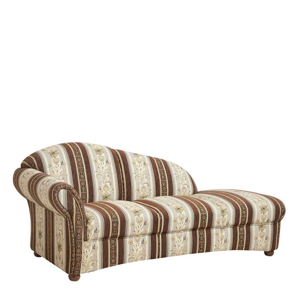 Klassische Recamiere in Braun - Beige - Nussbaumfarben Streifenmuster