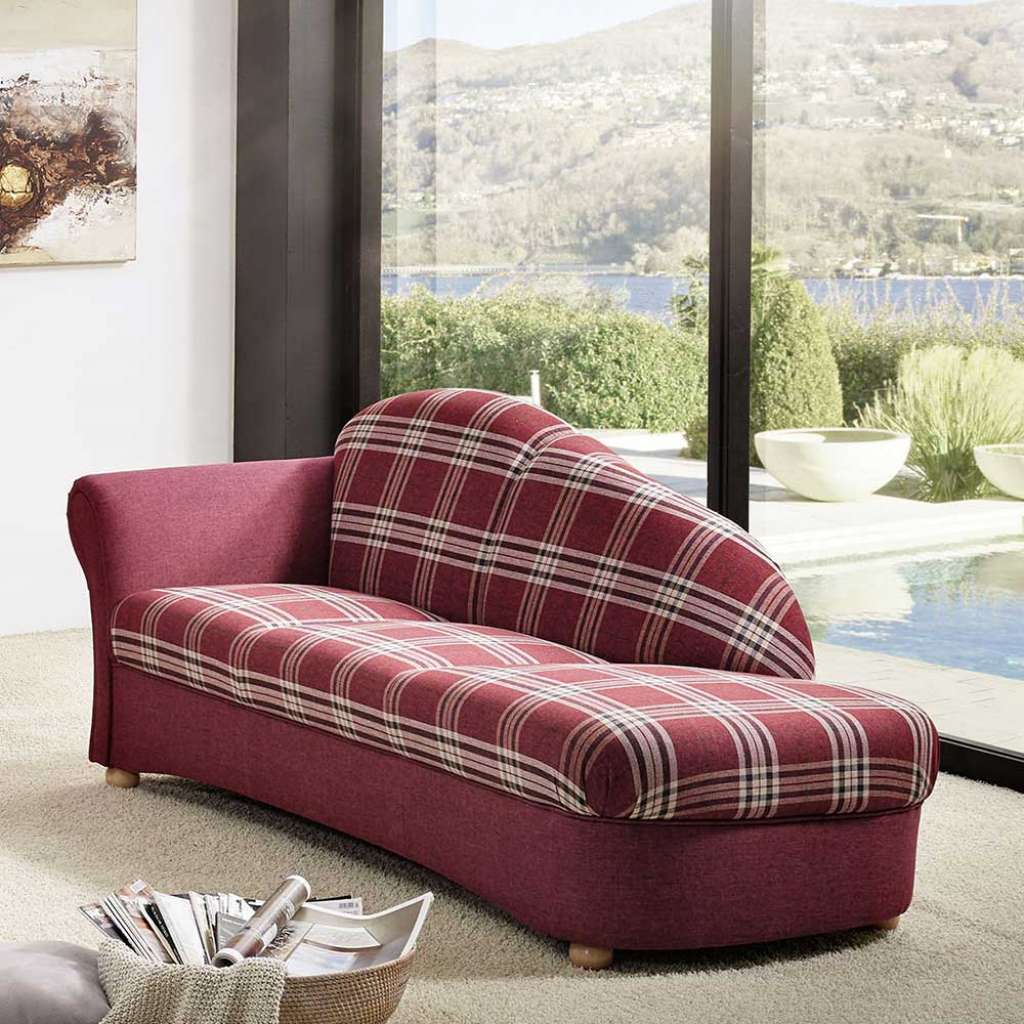 Sofaliege rot kariert im Landhausstil 191 cm breit - 82 cm tief