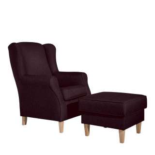 Landhausstil Kaminsessel in Bordeaux Hocker optional