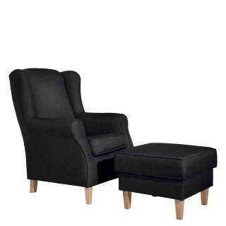 Wohnzimmer Sessel in Dunkelgrau auch mit Hocker bestellbar