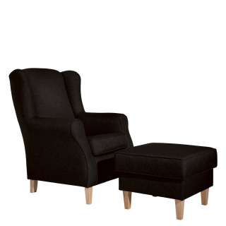 Kaminsessel wahlweise mit Hocker in Dunkelbraun 49 cm Sitzhöhe