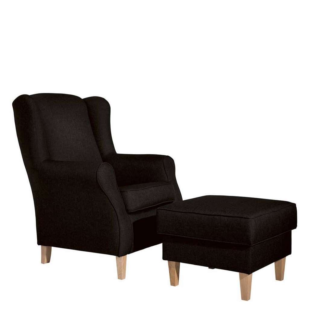 Kaminsessel wahlweise mit Hocker in Dunkelbraun 49 cm Sitzhöhe