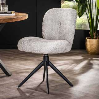 Polsterstühle in Silberfarben Boucle Stoff drehbar (2er Set)