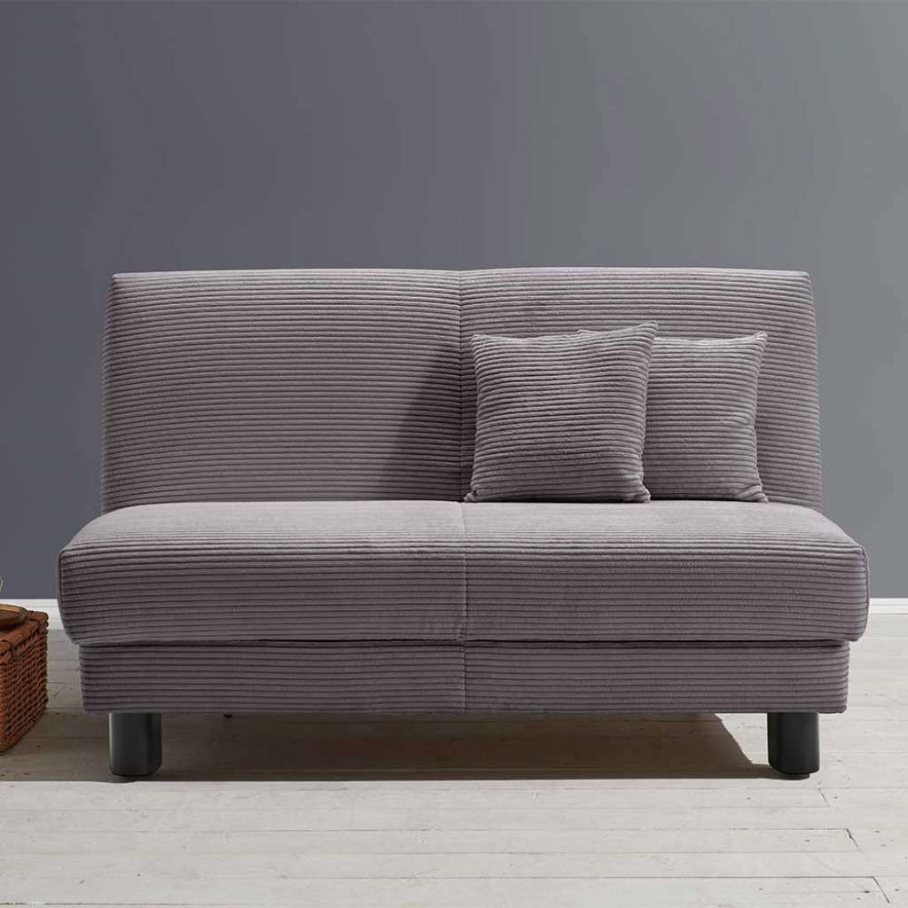 Futonschlafsofa grau Cord mit zwei Sitzplätzen 145 cm breit