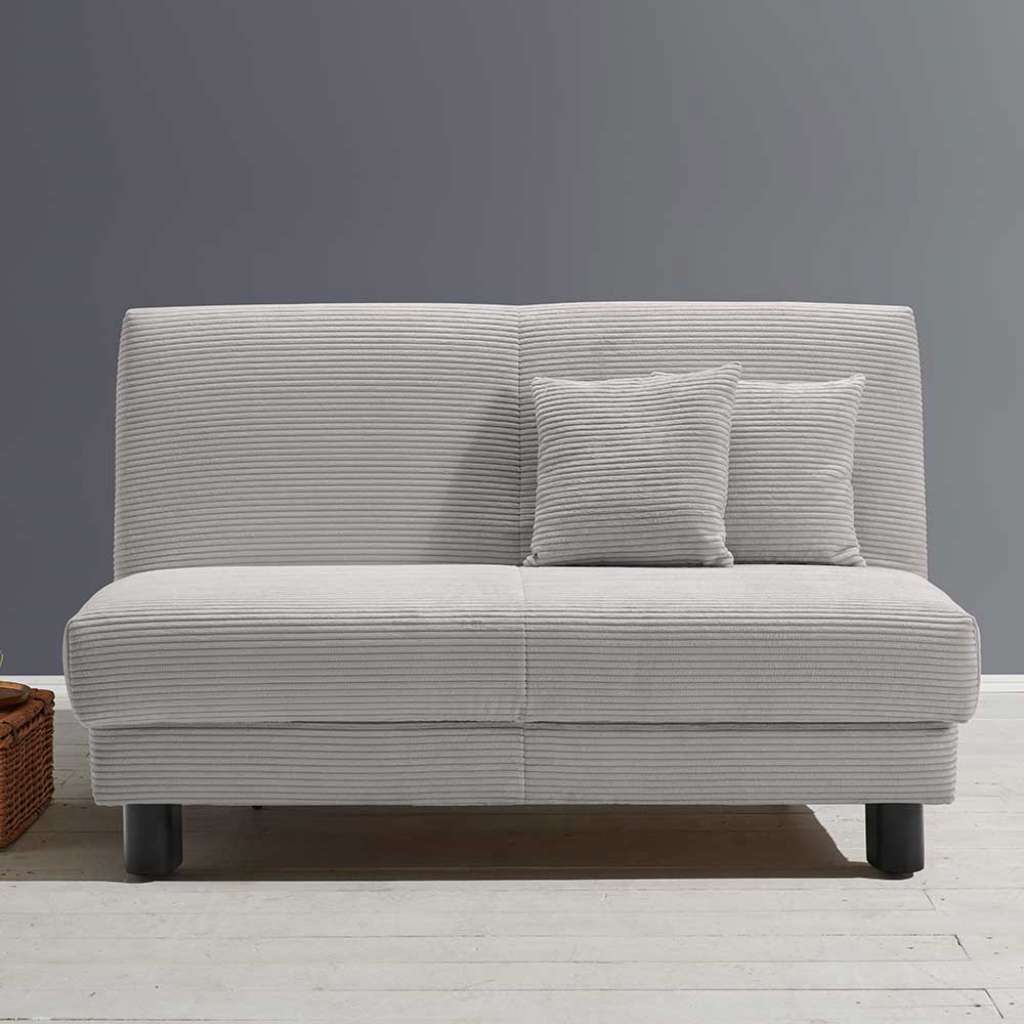 Ausklappbares Sofa hellgrau aus Cord Untergestell aus Metall