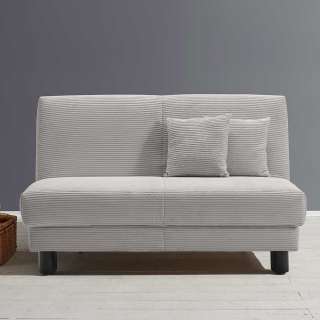Ausklappbares Sofa hellgrau aus Cord Untergestell aus Metall