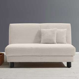 Zweisitzer Schlafsofa in Beige Cord Vierfußgestell aus Metall