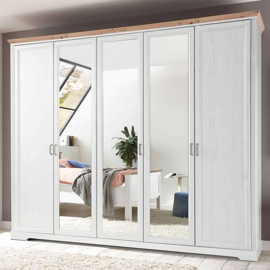 Schlafzimmerkleiderschrank im Landhausstil Holzoptik Pinie weiß