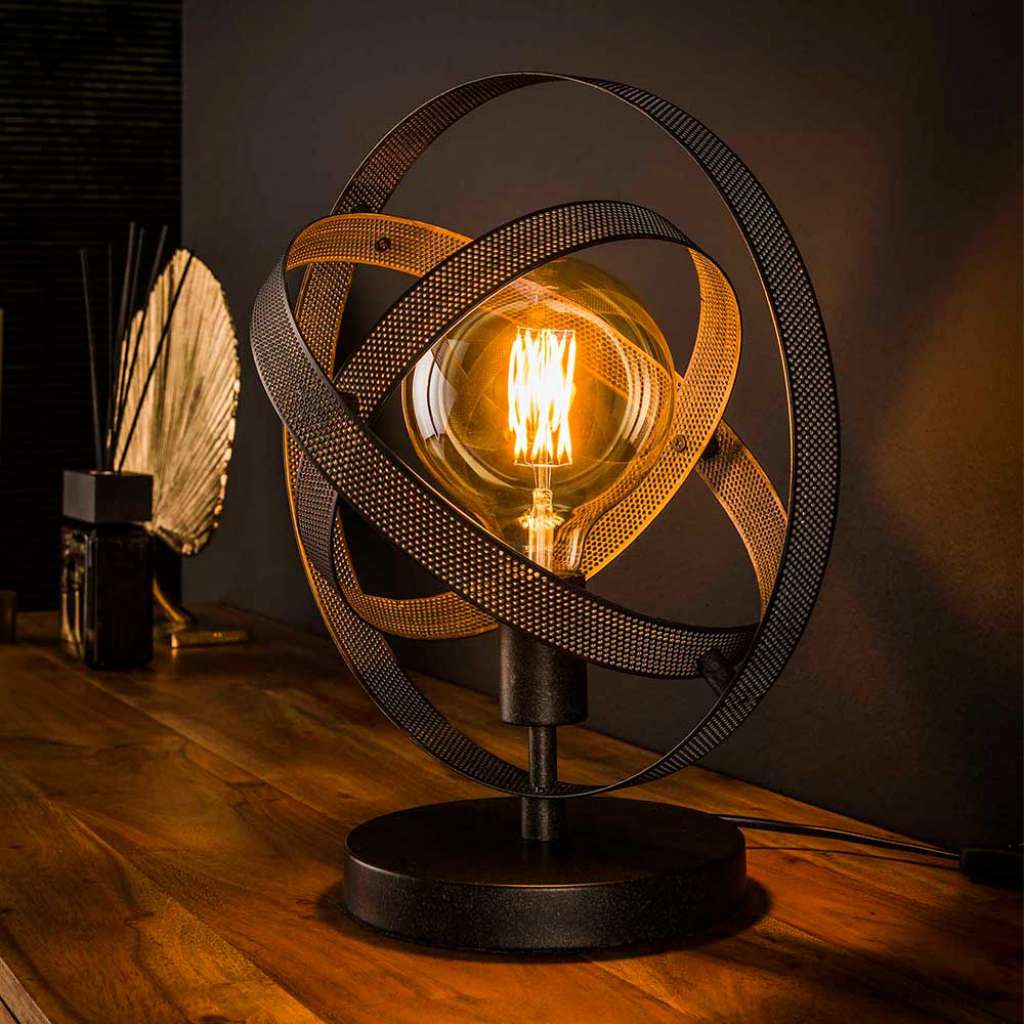 Schwarze Tischlampe im Industry und Loft Stil Metall