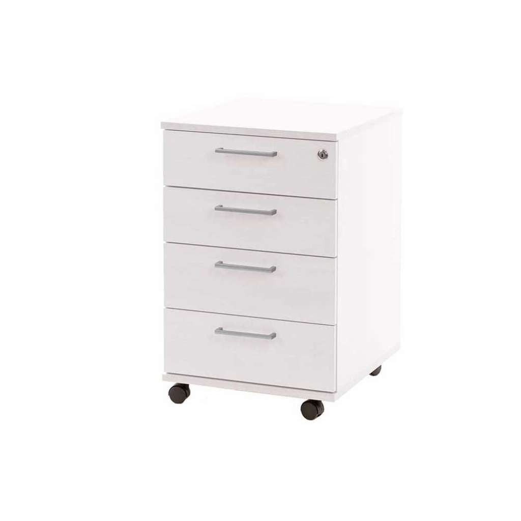 Rollcontainer weiss mit vier Schubladen 64 cm hoch
