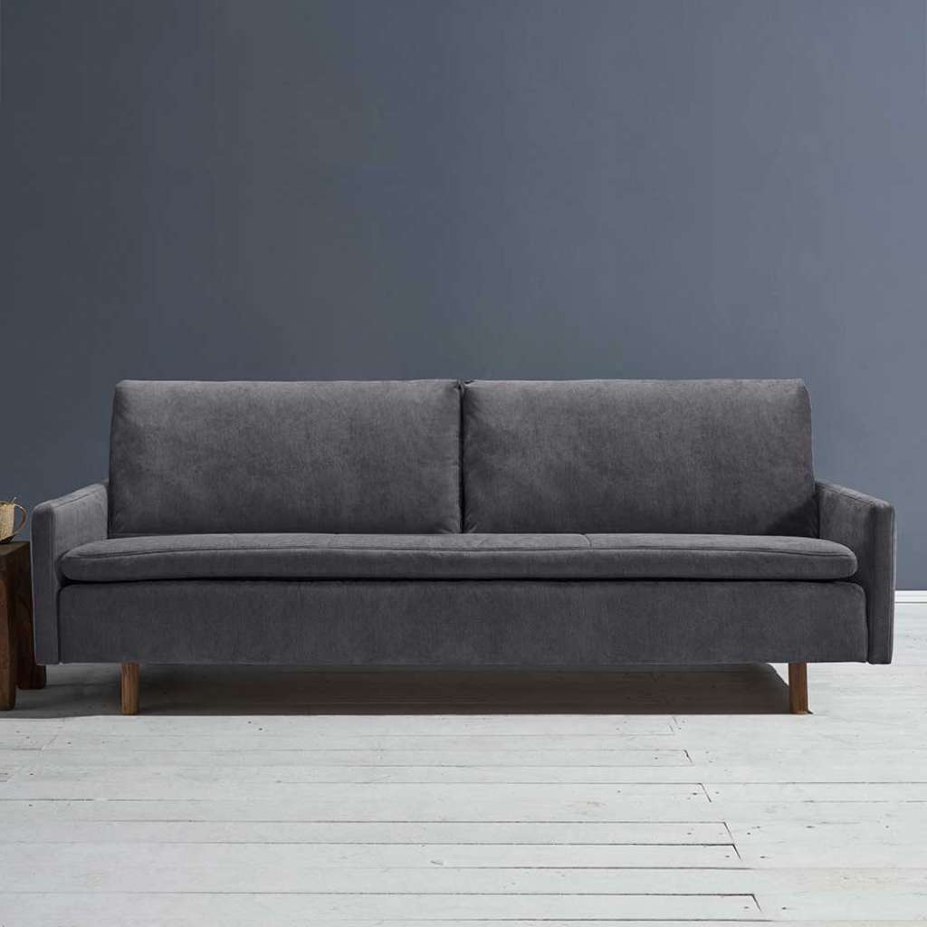 Schlafcouch graublau in modernem Design Armlehnen