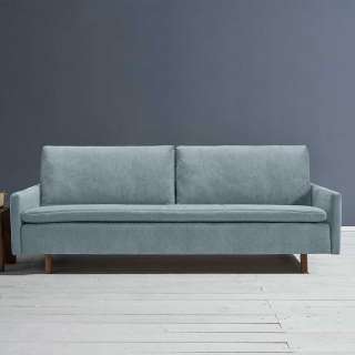 2er Schlafsofa hellblau in modernem Design Microvelour