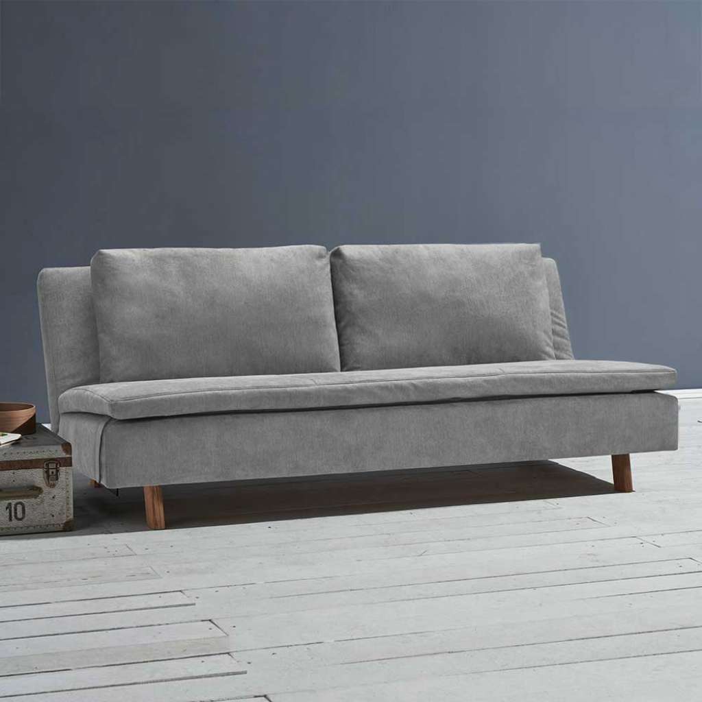 Ausklappbares Sofa grau aus Microvelour modernem Design