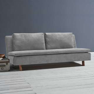 Ausklappbares Sofa grau aus Microvelour modernem Design