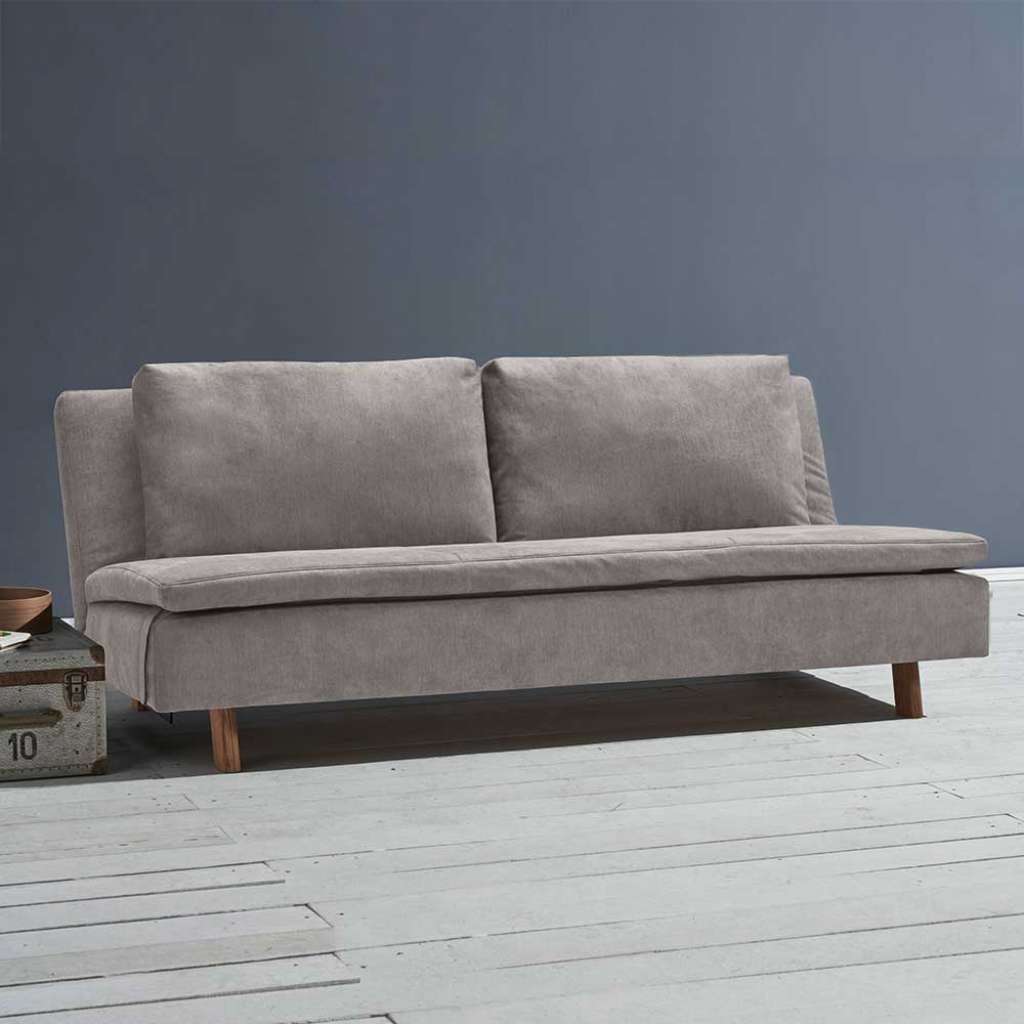 Verwandlungssofa Beigegrau in modernem Design Microvelour