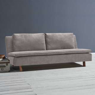 Verwandlungssofa Beigegrau in modernem Design Microvelour