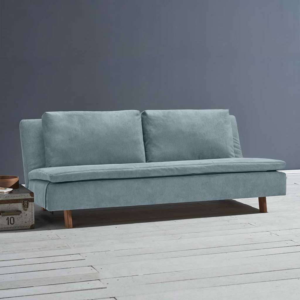 Liegesofa Hellblau mit Rücken Klappmechanik 205 cm breit