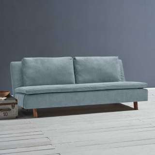 Liegesofa Hellblau mit Rücken Klappmechanik 205 cm breit