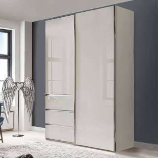 Kleiderschrank Front glasbeschichtet in Champagner Schwebetüren