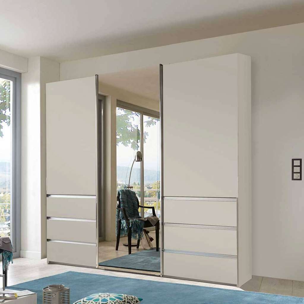 Gleittürenschrank modern in Champagner glasbeschichtet