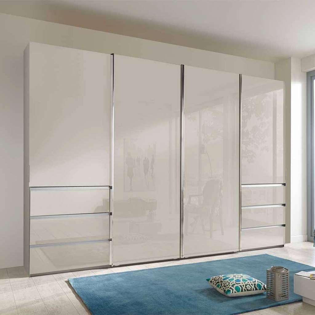 Kleiderschrank mit Schwebetüren in Champagner glasbeschichtet