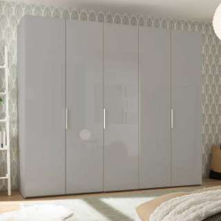Drehtürenkleiderschrank grau Front glasbeschichtet 216 cm hoch