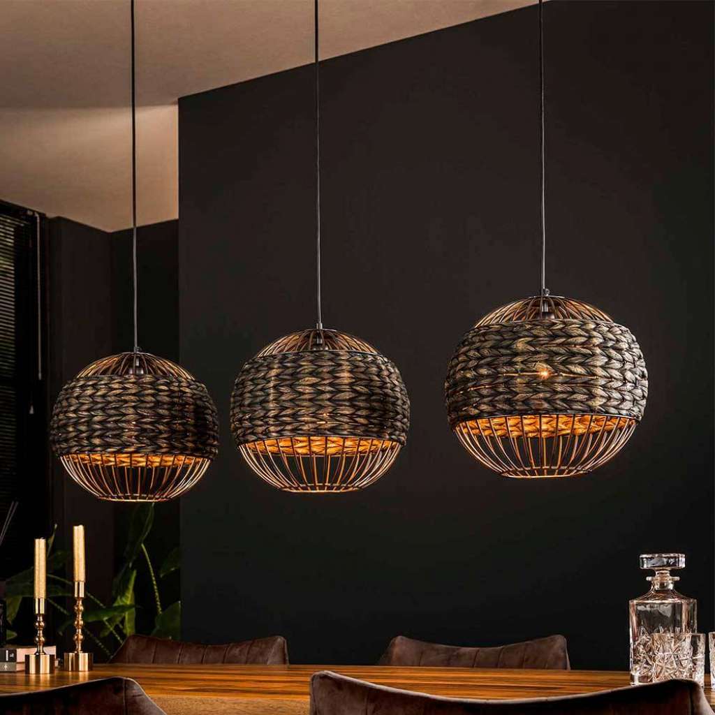 Hängelampe Designer aus Geflecht in Grau