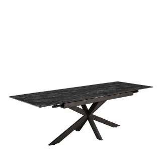Esszimmertisch mit zwei Einlegeplatten Schwarzgrau